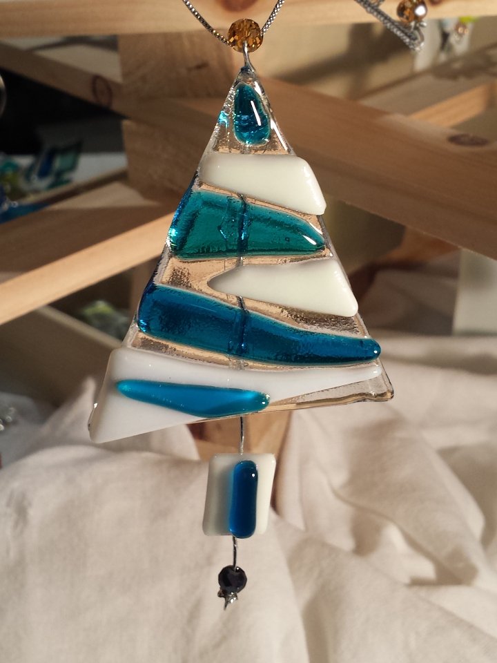 Fused glass christmas ornament - tree