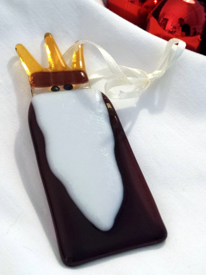 Fused glass christmas ornament - wise man
